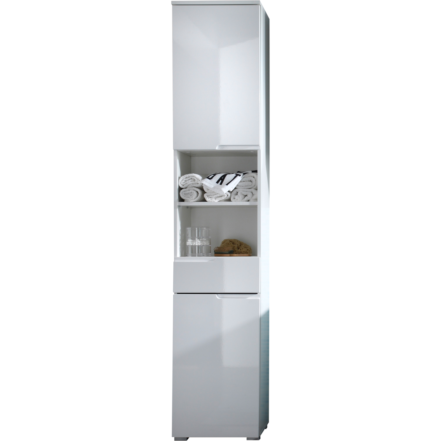 SPICE Seitenschrank – Weiß / Weiß hochglanz ♻️