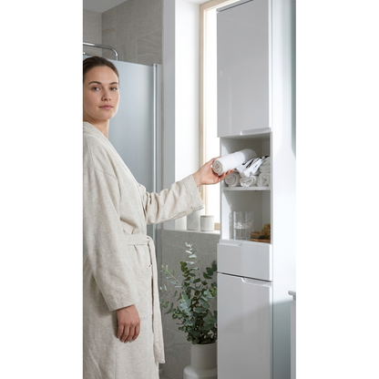SPICE Seitenschrank – Weiß / Weiß hochglanz ♻️