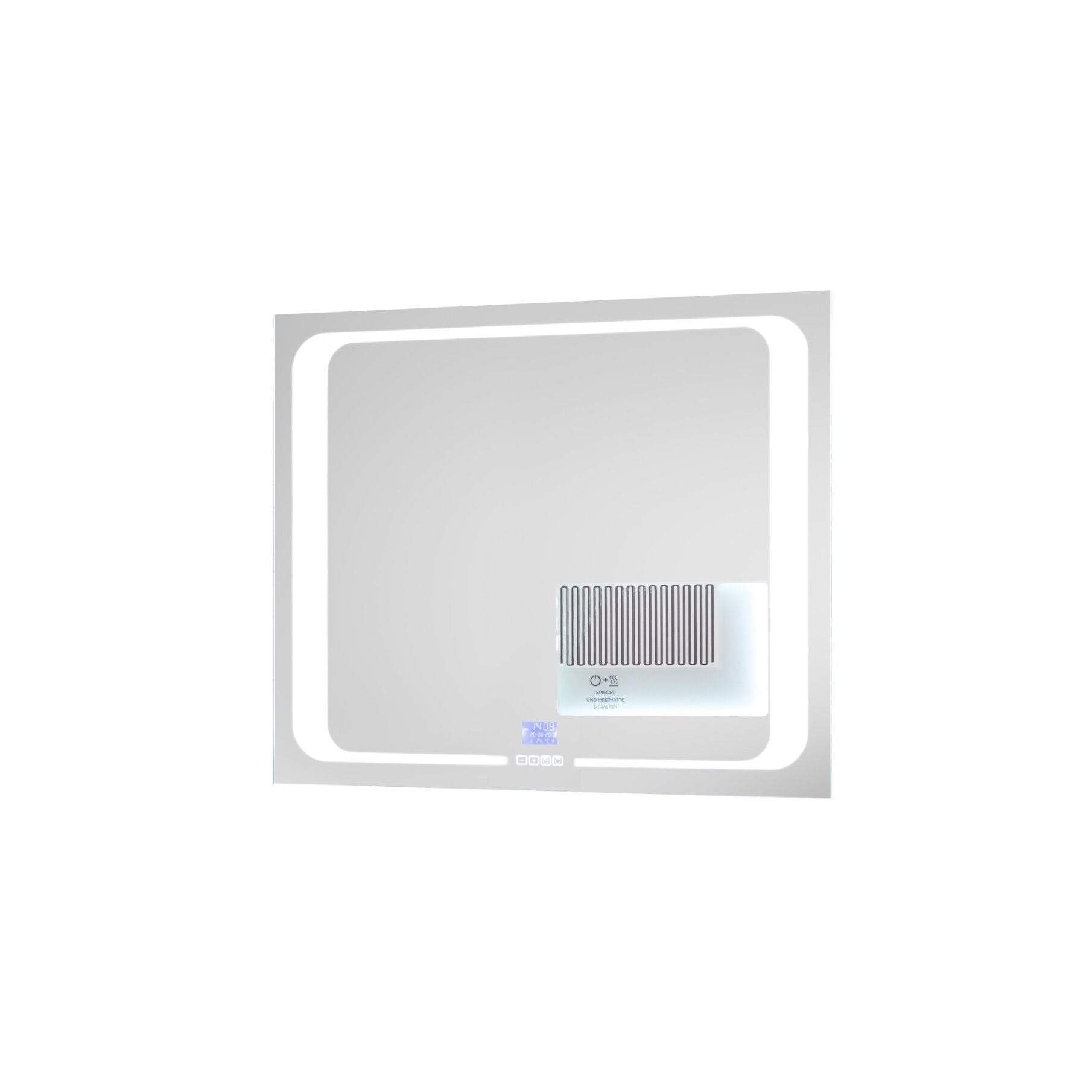 SP Badspiegel 4 Spiegel mit LED Licht, Uhr, Datum u. Heizung – 80×65×3 ♻️