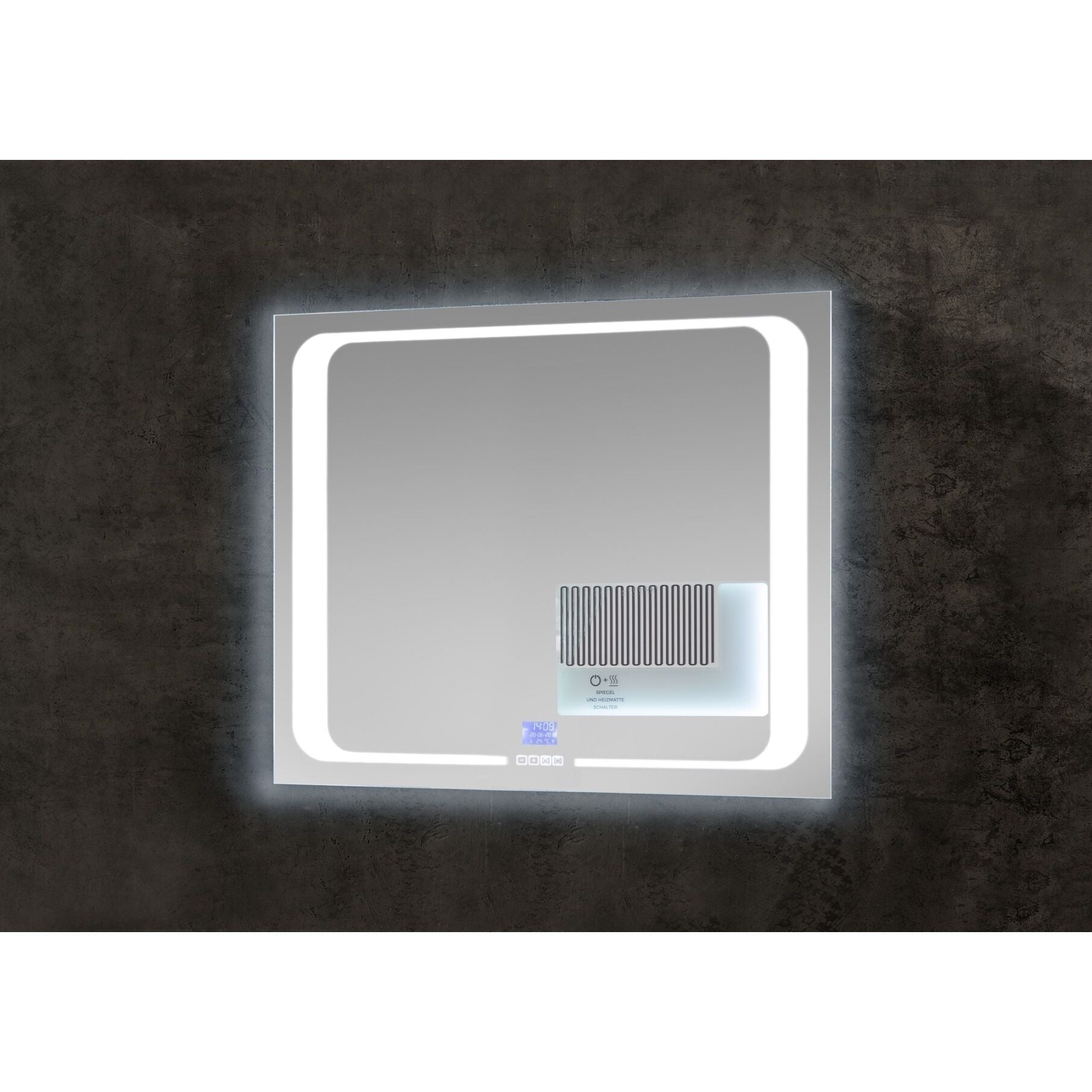 SP Badspiegel 4 Spiegel mit LED Licht, Uhr, Datum u. Heizung – 80×65×3 ♻️