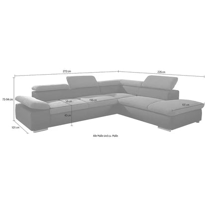 Sofa Ecksofa B-Ware Valantine mit Schlaffunktion ♻️