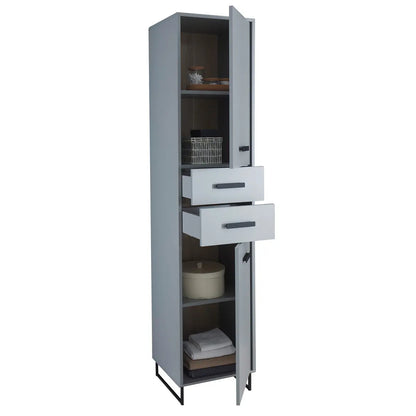 TUNIS Hochschrank – Grau matt / Eiche Sonoma ♻️