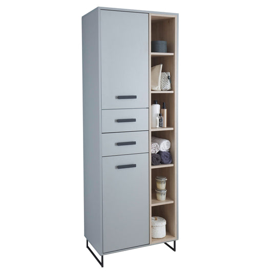 TUNIS Hochschrank br. – Grau matt / Eiche Sonoma ♻️