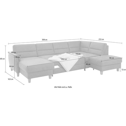 Wohnlandschaft Sofa U-Form B-Ware Palmera mit Schlaffunktion 
