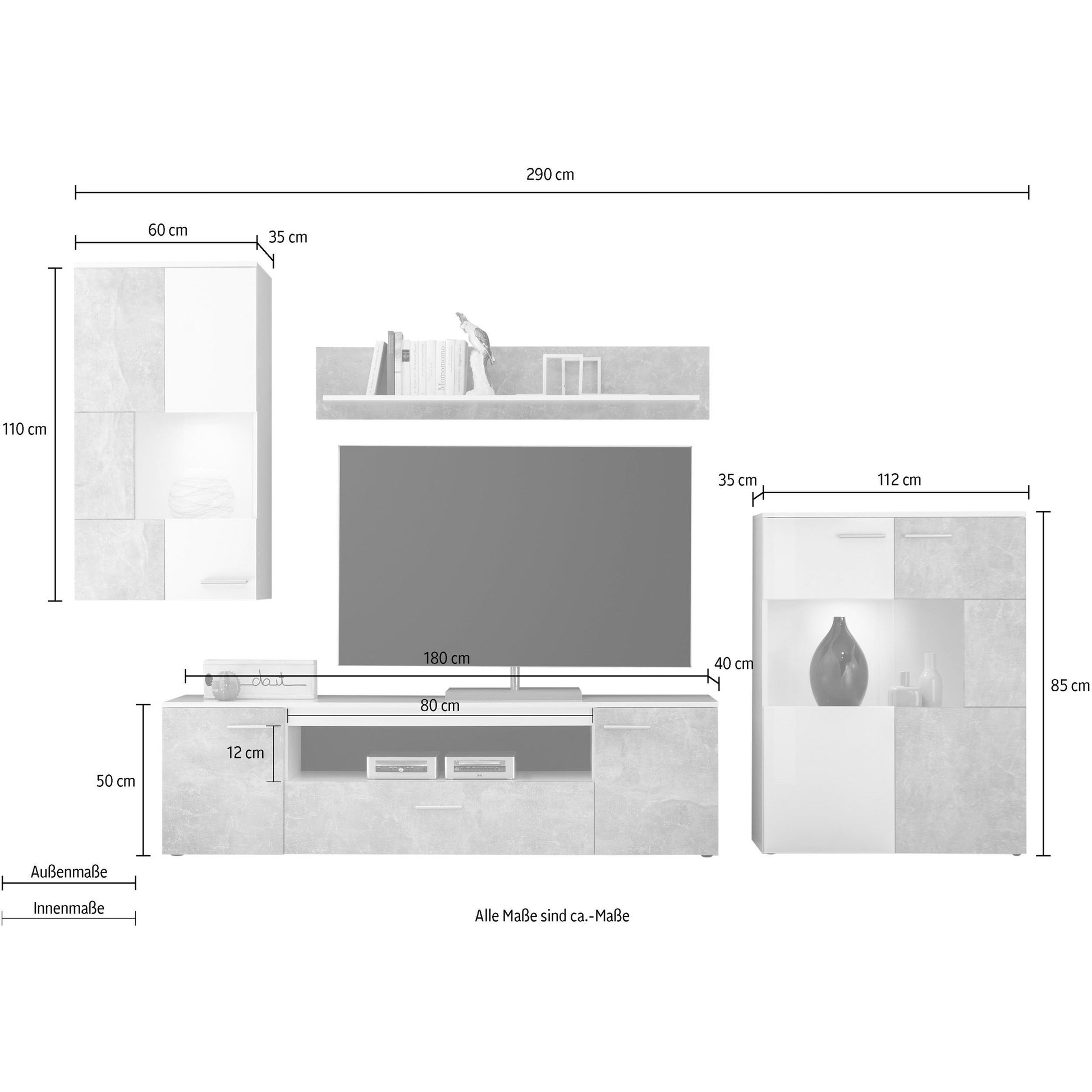 Wohnwand Vulcan inkl. LED-Beleuchtung ♻️