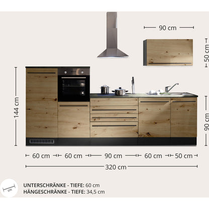 Kitchen kitchen block B-stock Jazz with electrical appliances 320 cm oak ♻️