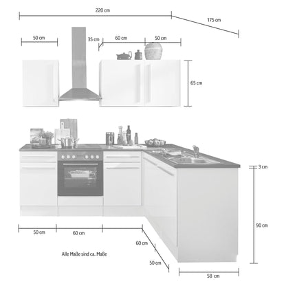 Küche Küchenblock Eckküche komplett mit E-Geräte JAZZ Schwarz B-Ware ♻️ - refurned